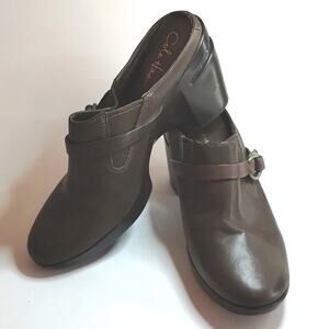 Cole Haan Collab Shelly NEW Brown Leather Wedge Buckle Wedge  Clog 8B